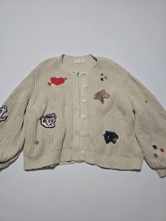 The Great. Collegiate Cardigan Knit Crew Neck Long Sleeve Size L - Picture 3 of 9